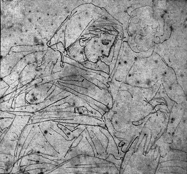 Femme drapée serrant un enfant contre elle ; verso : Jeune Homme accroupi_0