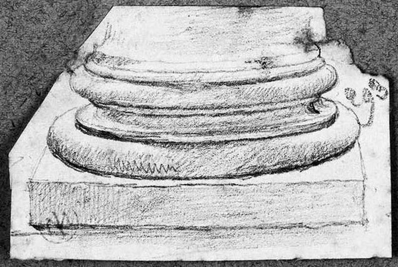 Base de colonne dorique ; Au verso : Haut d'un moine_0