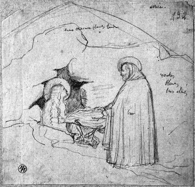 Marie-Madeleine reçoit les vêtements de saint Zosimo ; Au verso : bras de femme_0