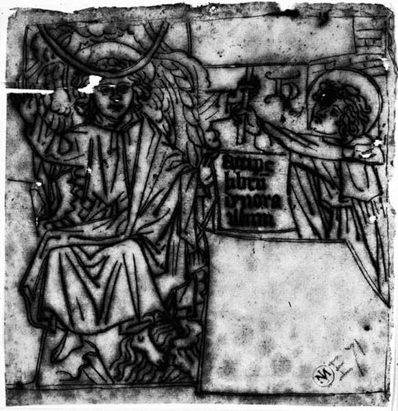 Deux Saints autour d'un écrit en lettres gothiques_0