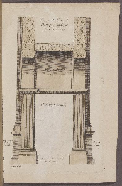 Coupe de l'Arc de Triomphe antique de Carpentras, Antoine Herisset, 18e siècle