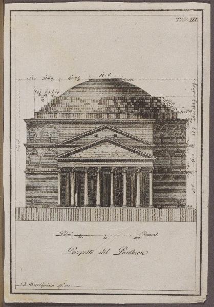 Prospetto del Pantheon, Giovanni Battista Cipriani, 2e moitié 18e siècle, 1ère moitié 19e siècle