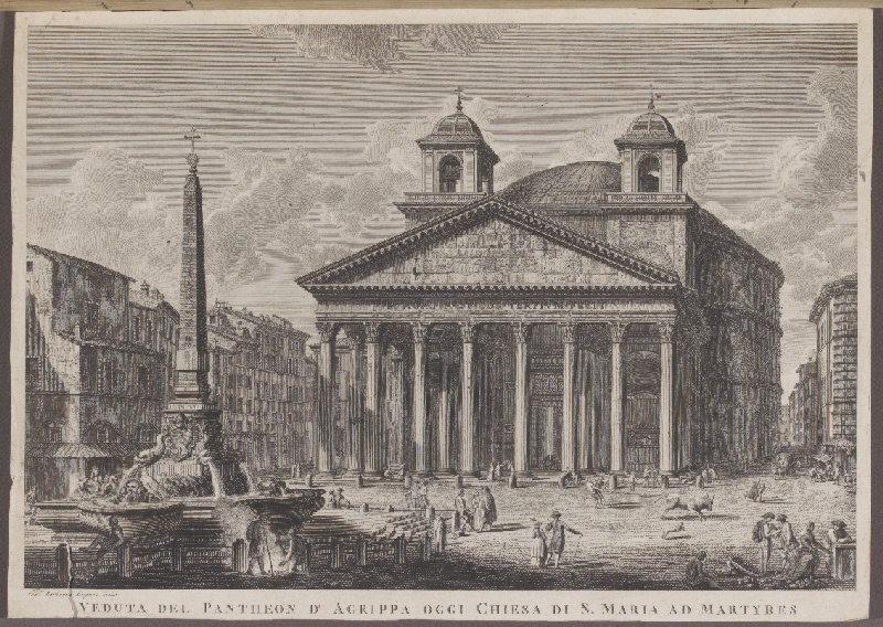 Veduta del Pantheon d'Agrippa oggi Chiesa di S. Maria ad Martyres, Francesco Barbazza, 18e siècle