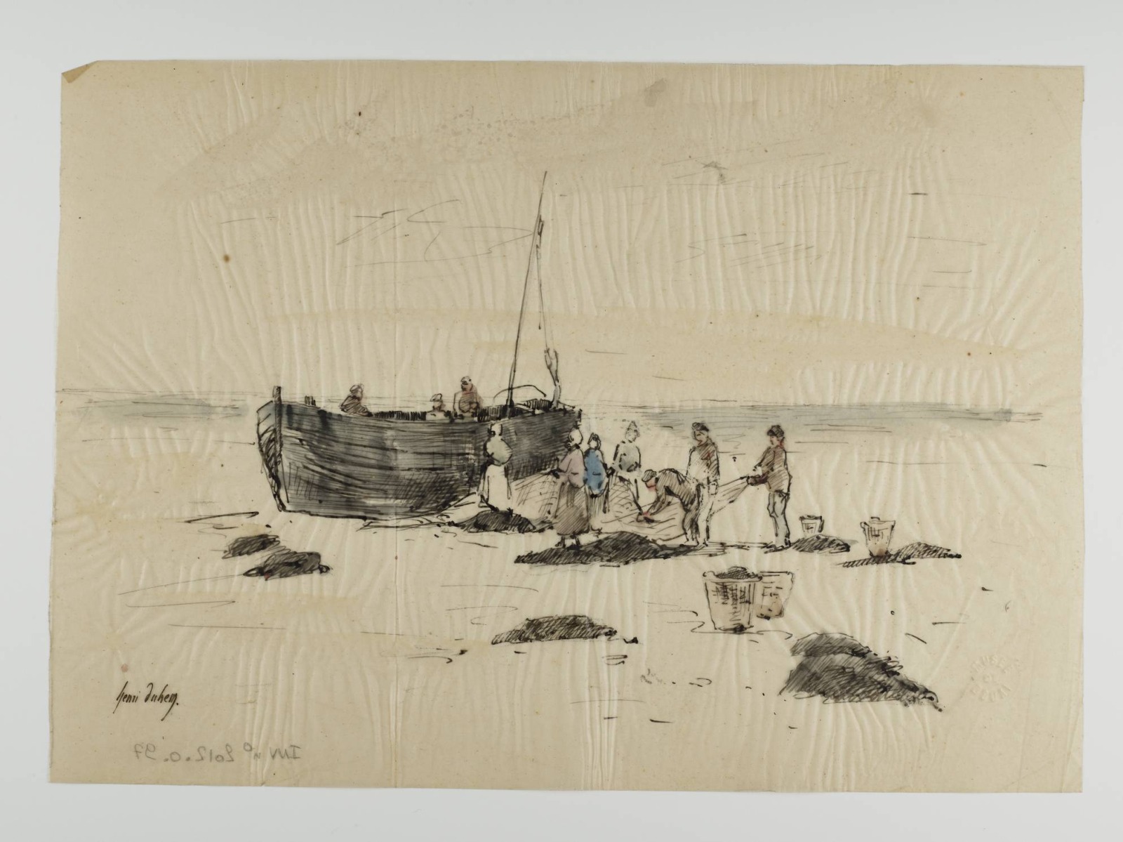 Pêcheurs sur la plage, Henri Duhem, 17e siècle