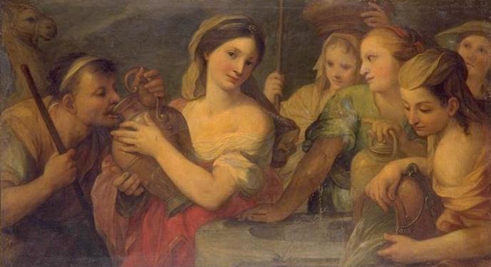 Eliezer et Rebecca, Giovanni Andrea Sirani, 1650