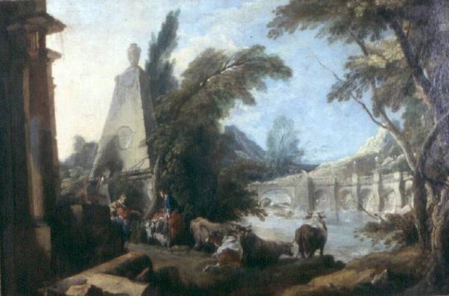Paysage pastoral avec obélisque — Francois Boucher