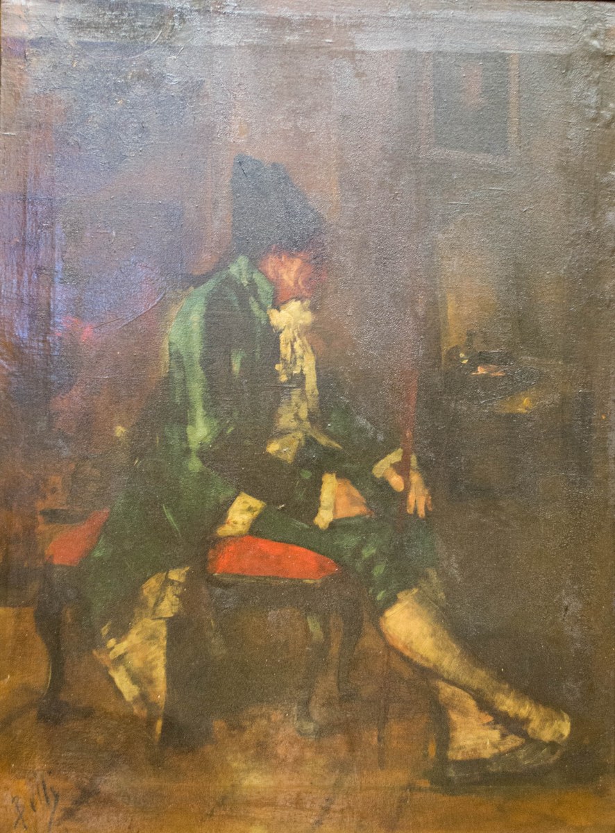 Un "Incroyable" assis de profil, Léon ? Belly, 3e quart 19e siècle