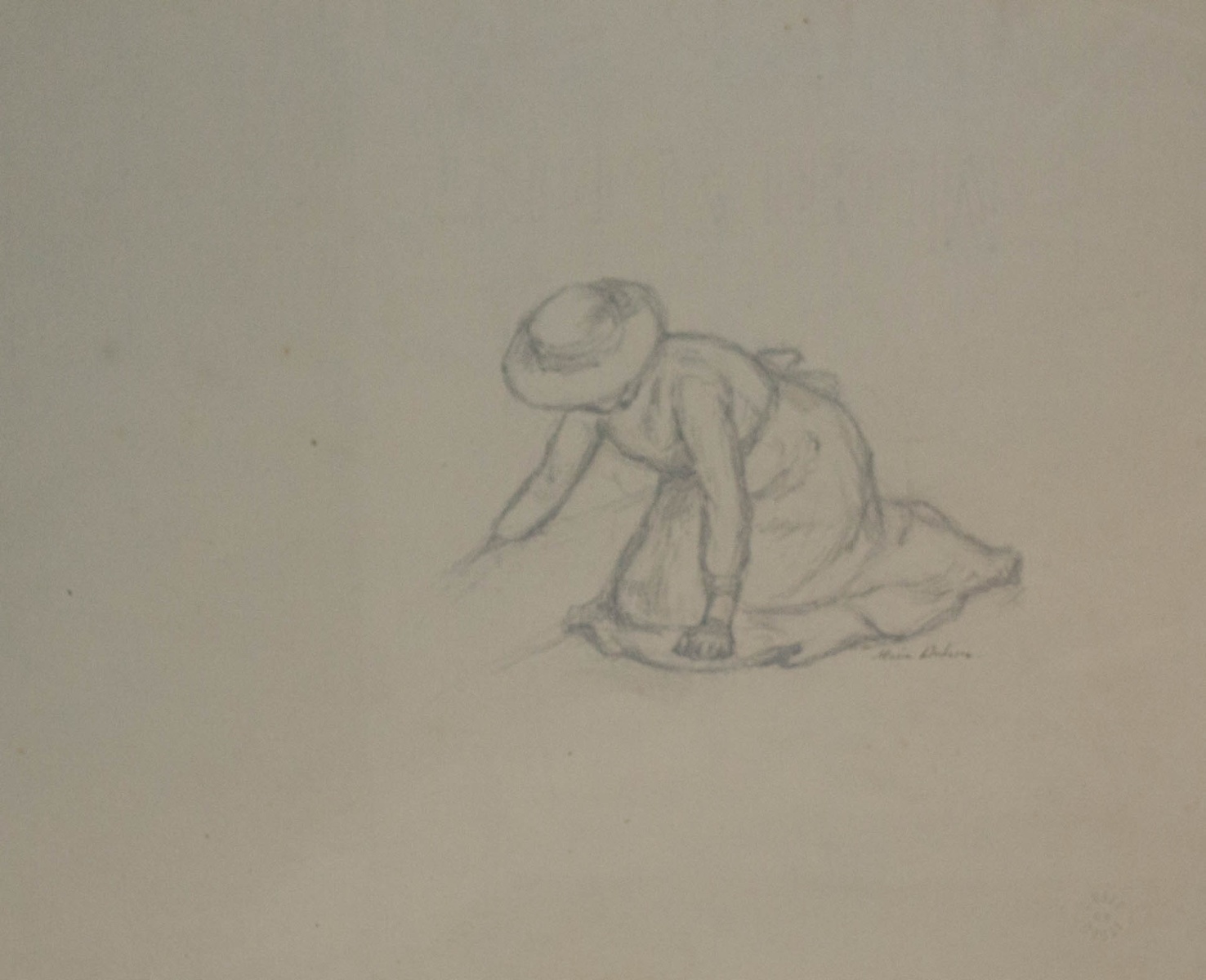 Jeune fille agenouillée au chapeau, Marie Duhem