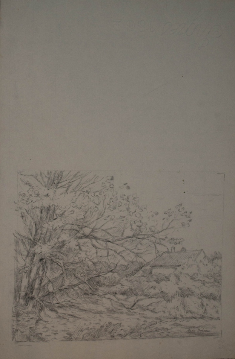 Paysage avec arbre et maison, Marie Duhem