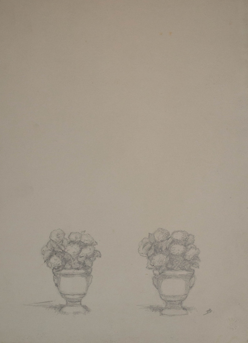 Croquis de pots de fleurs, Marie Duhem
