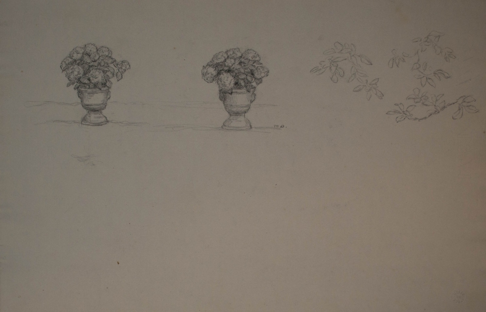 Croquis de pots de fleurs, Marie Duhem