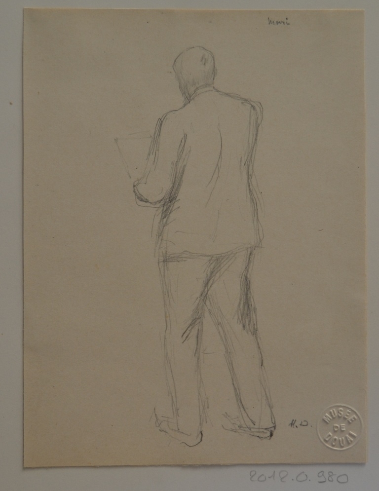 Henri Duhem prenant un croquis, Marie Duhem, 2e moitié 19e siècle, 1ère moitié 20e siècle