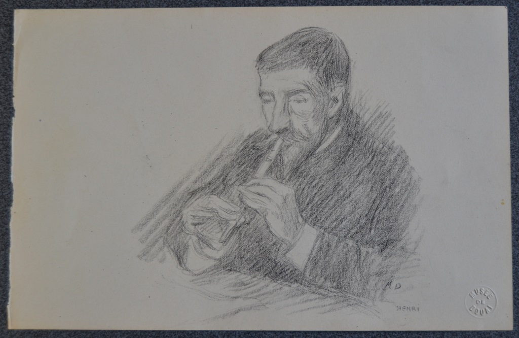 Henri Duhem jouant du chalumeau, Marie Duhem, 2e moitié 19e siècle, 1ère moitié 20e siècle
