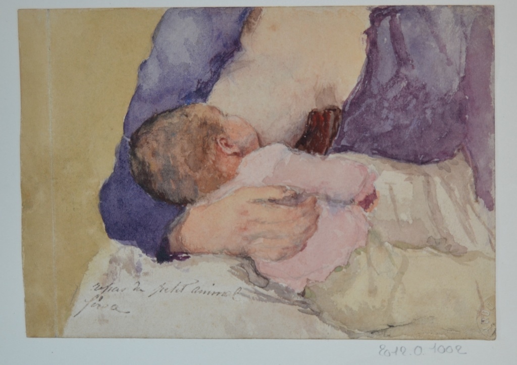 Repas du petit animal (l'allaitement de Rémy), Marie Duhem, 2e moitié 19e siècle, 1ère moitié 20e siècle