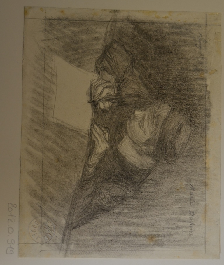 Rémy Duhem écrivant une lettre, Marie Duhem, 2e moitié 19e siècle, 1ère moitié 20e siècle