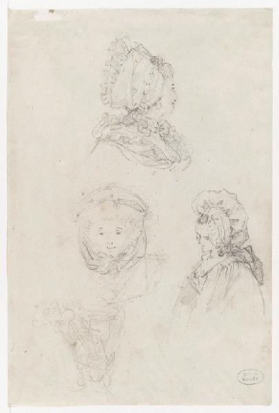 Têtes de femmes coiffures du XVIIIe, Louis Joseph Watteau, 2e moitié 18e siècle