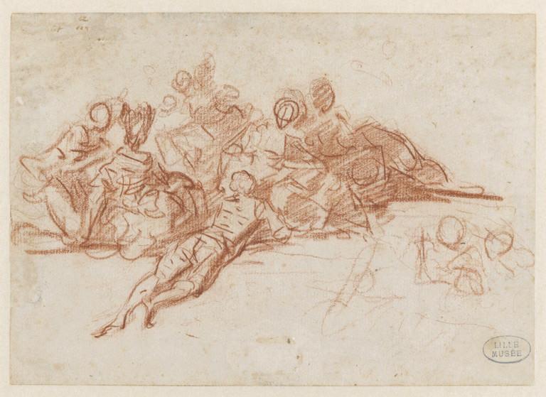 Groupe de figures, Louis Joseph Watteau, 2e moitié 18e siècle
