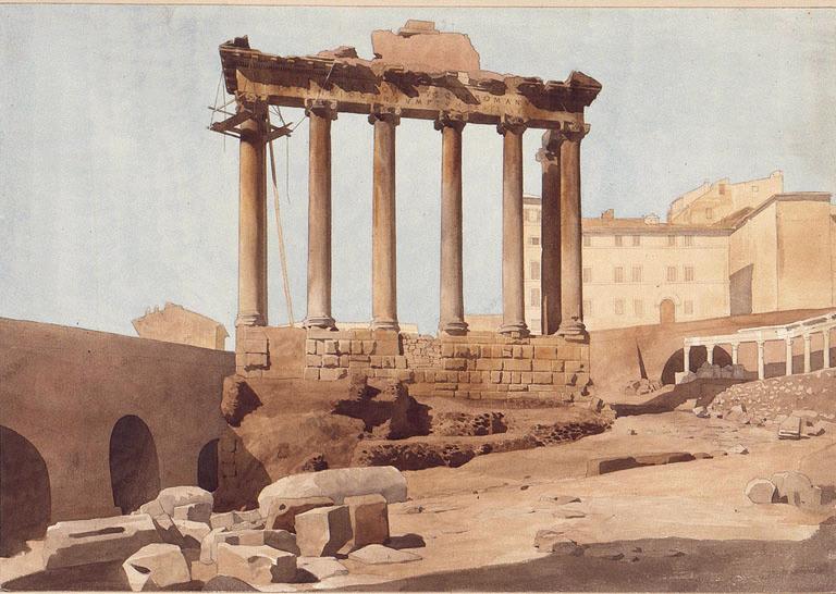 Ruines au Forum à Rome ; Ruines d'un temple romain, Constant Moyaux, 2e moitié 19e siècle
