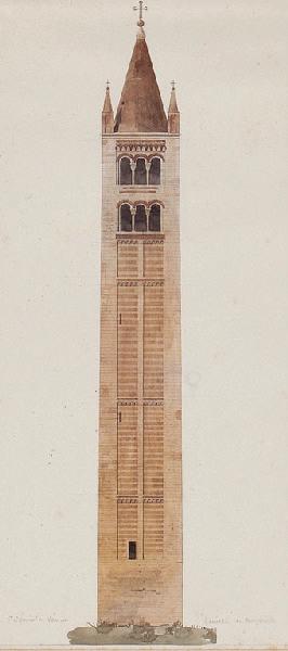 Elévation de Campanile de Saint-Zénon à Vérone, Constant Moyaux, 2e moitié 19e siècle