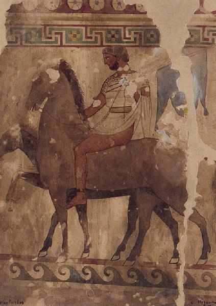 Un cavalier de profil à gauche, Constant Moyaux, 1863