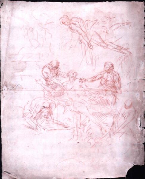 Le martyre de saint Laurent (recto) ; Etude pour la figure du saint Laurent couché (verso), Vuez, Arnould de
