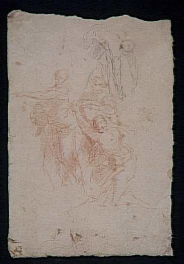 Trois femmes debout, une figure penchée en avant (recto) ; Figure géométrique (verso), Arnould de Vuez, 2e moitié 17e siècle, 1er quart 18e siècle