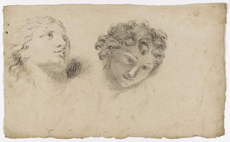 Etude de têtes de deux jeunes hommes (recto) ; Etude de bras (verso), Vuez, Arnould de