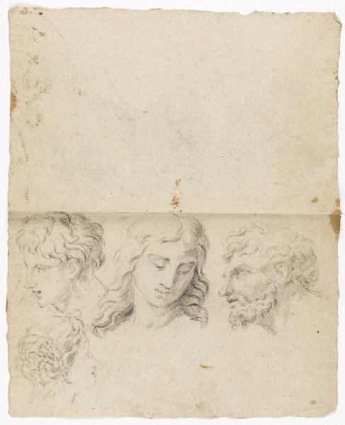 Quatre études de têtes (recto) ; Cinq études de têtes (verso), Vuez, Arnould de