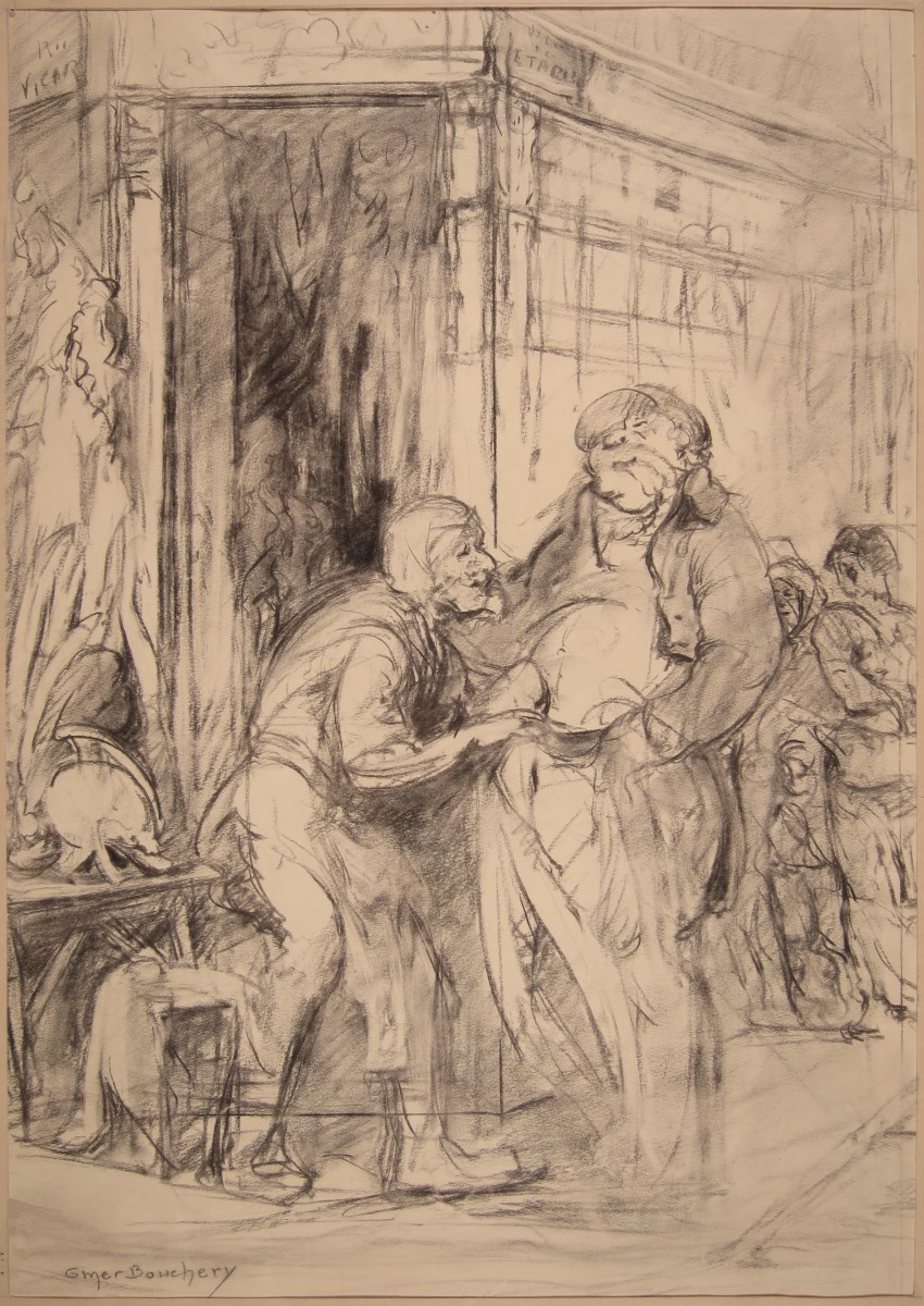 L' Vieux Frippier (Titre d'origine) ; Personnage croqué ; Dessin humoristique, Omer Bouchery, 1938 vers