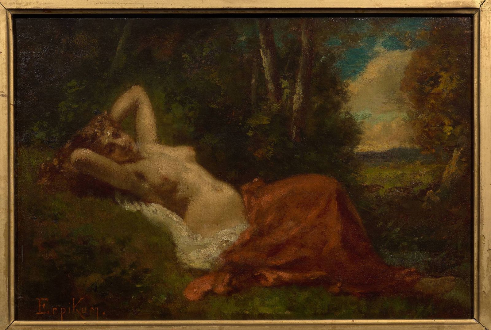 Nymphe allongée dans une clairière — Erpikum