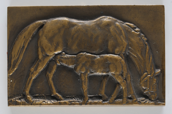 Jument poulinière allaitant, Henri Bouchard, 1930  : vers