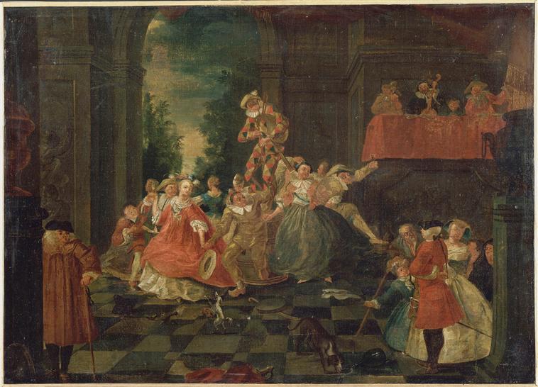 DIVERTISSEMENT DE COMEDIENS, Henri Joseph van Blarenberghe, 18e siècle