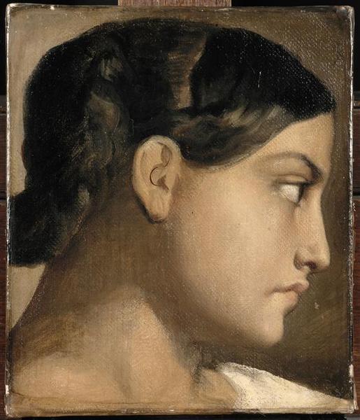 Tête de jeune Italienne vue de profil à droite_0