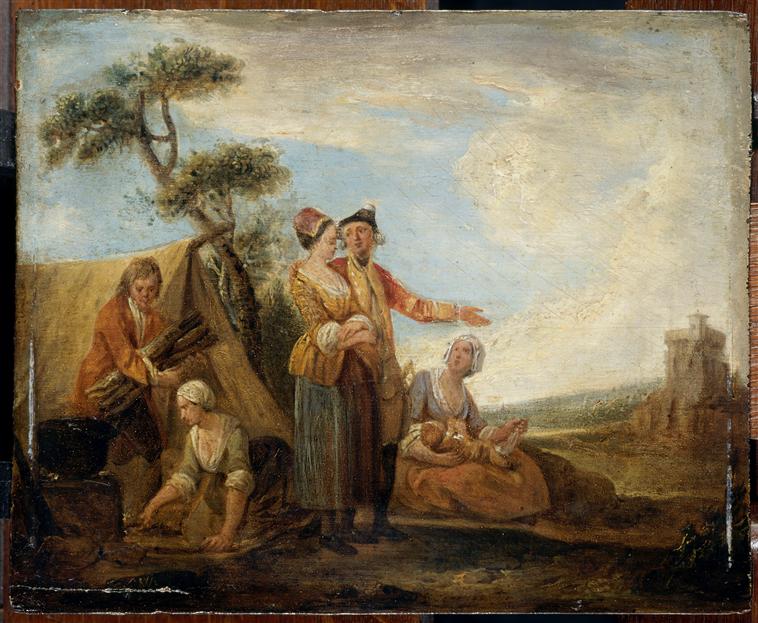 Scène de camp, Louis Joseph Watteau, 2e moitié 18e siècle