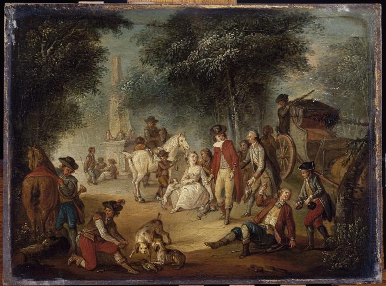 Le repos des chasseurs, Louis Joseph Watteau, 18e siècle