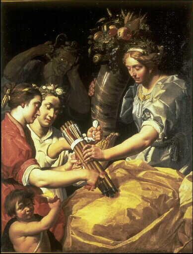 La Paix et l'Abondance liant les flèches de la Guerre, Abraham I Janssens, 2e moitié 16e siècle, 1ère moitié 17e siècle
