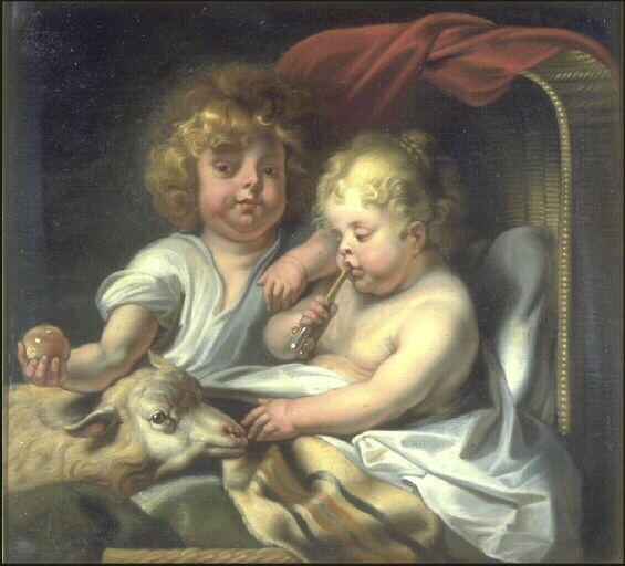 Deux enfants dans un berceau, Jacob Jordaens, 17e siècle