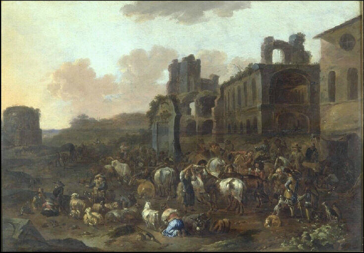 Marché aux bestiaux, Jan Frans Soolmaker, 17e siècle