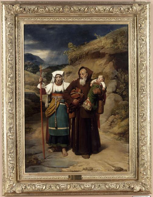 Religieux secourant une pélerine blessée, Jean-Victor Schnetz, 1826