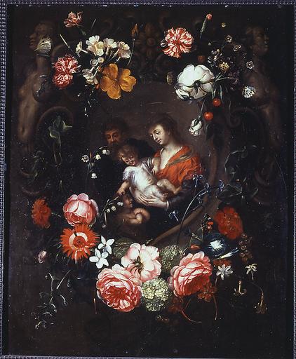 LA VIERGE ET L'ENFANT AU CENTRE D'UNE GUIRLANDE DE FLEURS_0