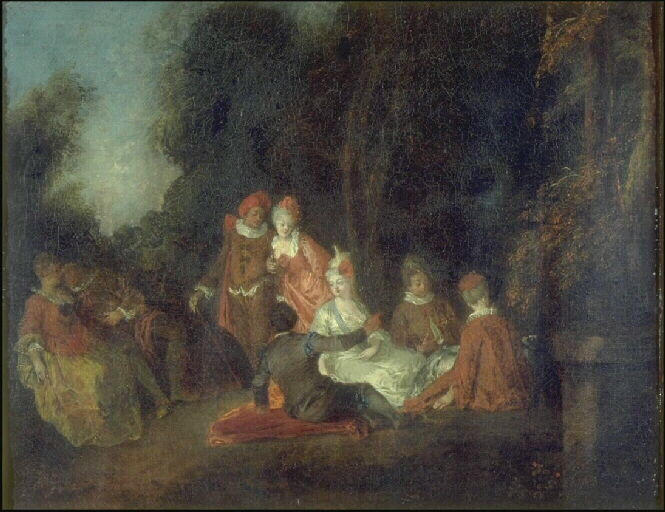 Conversation dans un parc, Philippe Mercier, 18e siècle