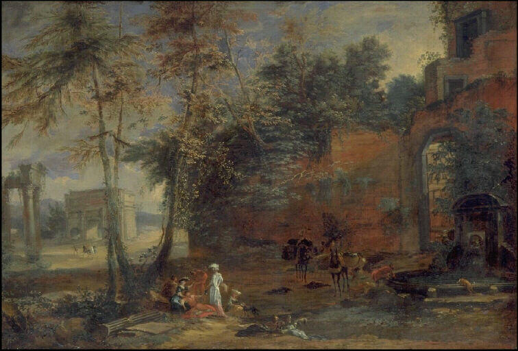 Paysage avec ruines romaines, Philips Augustyn Immenraet, 1670