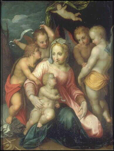 La Vierge et l'Enfant Jésus avec saint Jean-Baptiste entourés d'anges_0