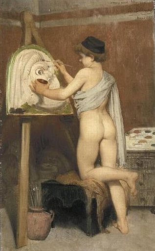 JEUNE PEINTRE PEIGNANT UN MASQUE GREC_0