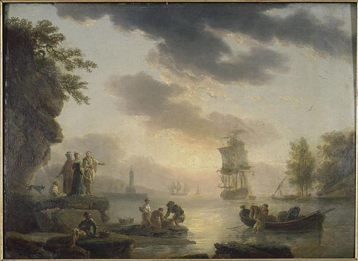 MARINE, SOLEIL COUCHANT, Joseph Vernet, 19e siècle