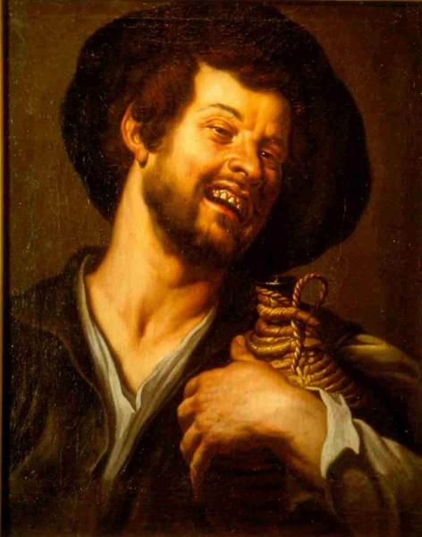 Personnage riant, tenant une fiasque ; Tête de paysan (autre titre)_0