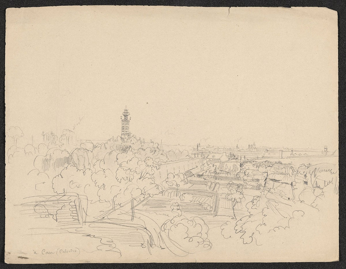 Vue générale de Caen prise de la rue du Belvédère (ancien chemin des Muets), Félix Benoist, 1850 vers