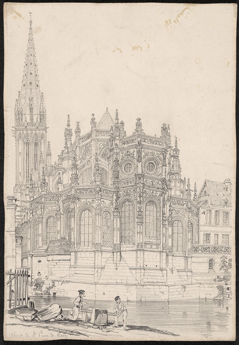 Vue du chevet de l'église Saint-Pierre de Caen, Félix Benoist, 1850 vers