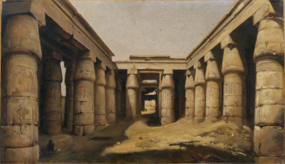 Cour à péristyle du termple de Khonsou à Karnak, Jean Charles Langlois, 1850 vers