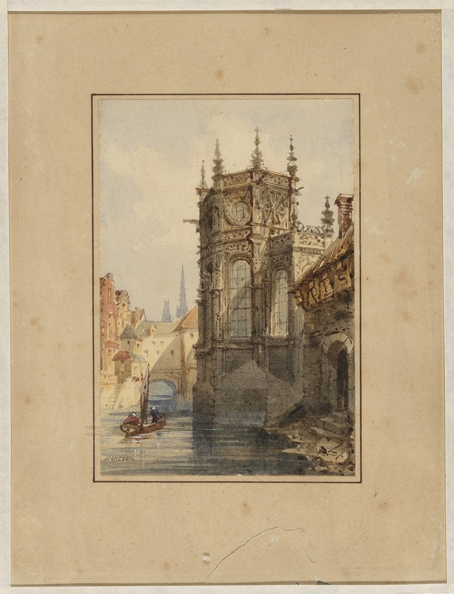 Vue de l'abside de l'église Saint-Pierre de Caen, Théodore Henri Mansson, 2e quart 19e siècle